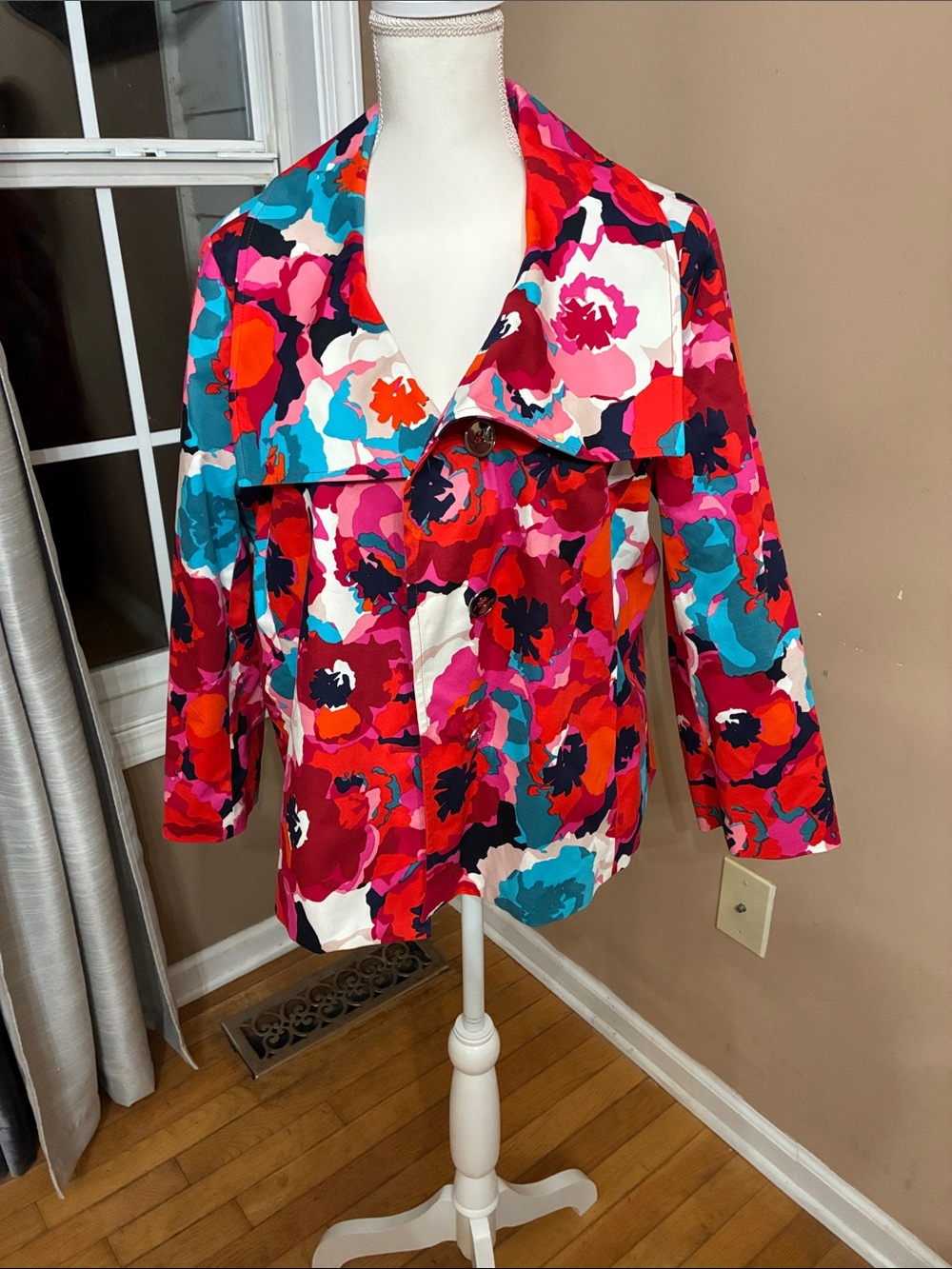Rafaella Multicolor Floral Blazer - Pink, Red, Teal, White